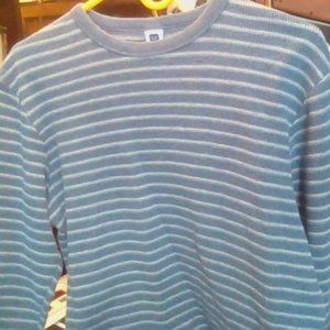 Gap Blue Striped Long Sleeve Men's Cotton Shirt - Large